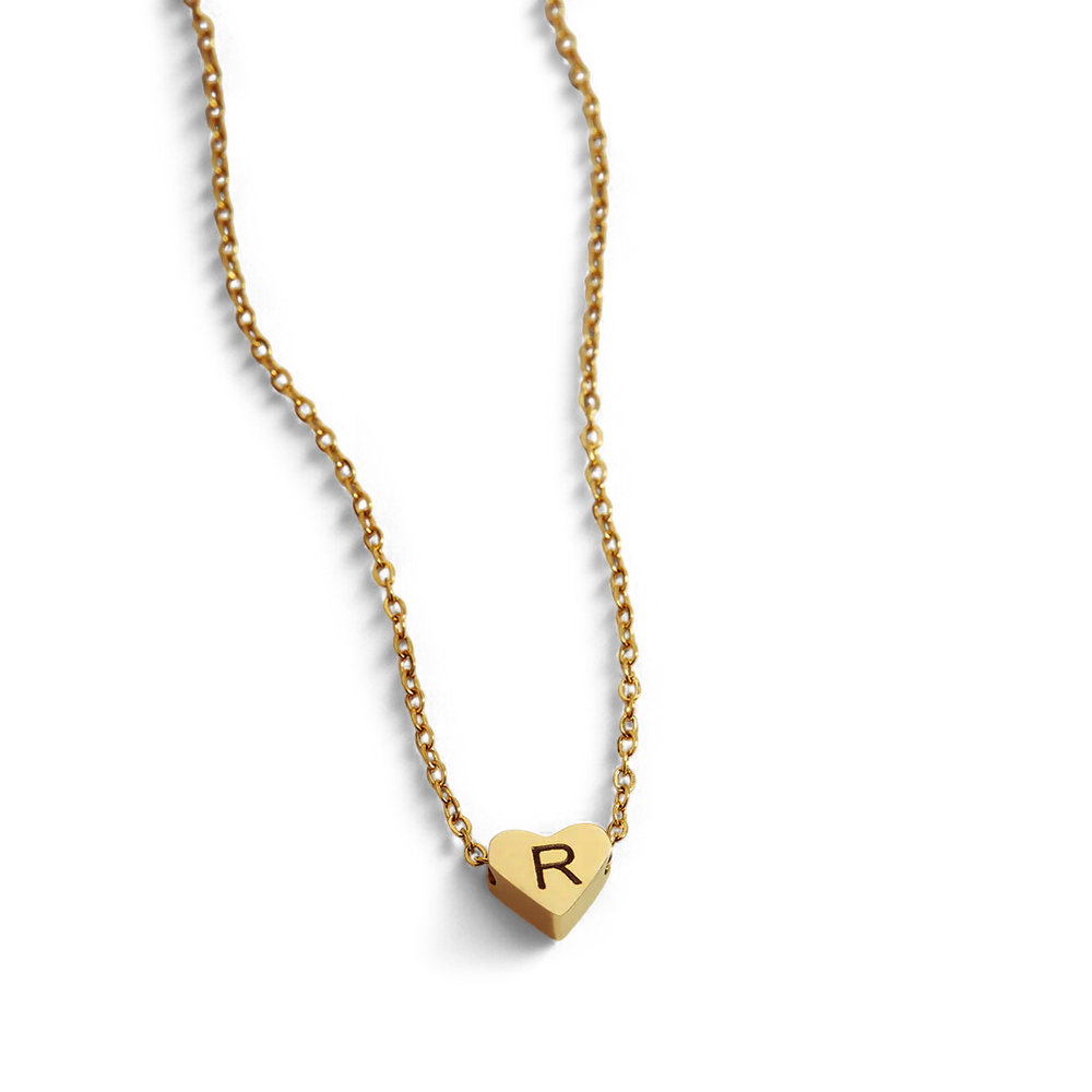 Dainty Heart Initial Necklace