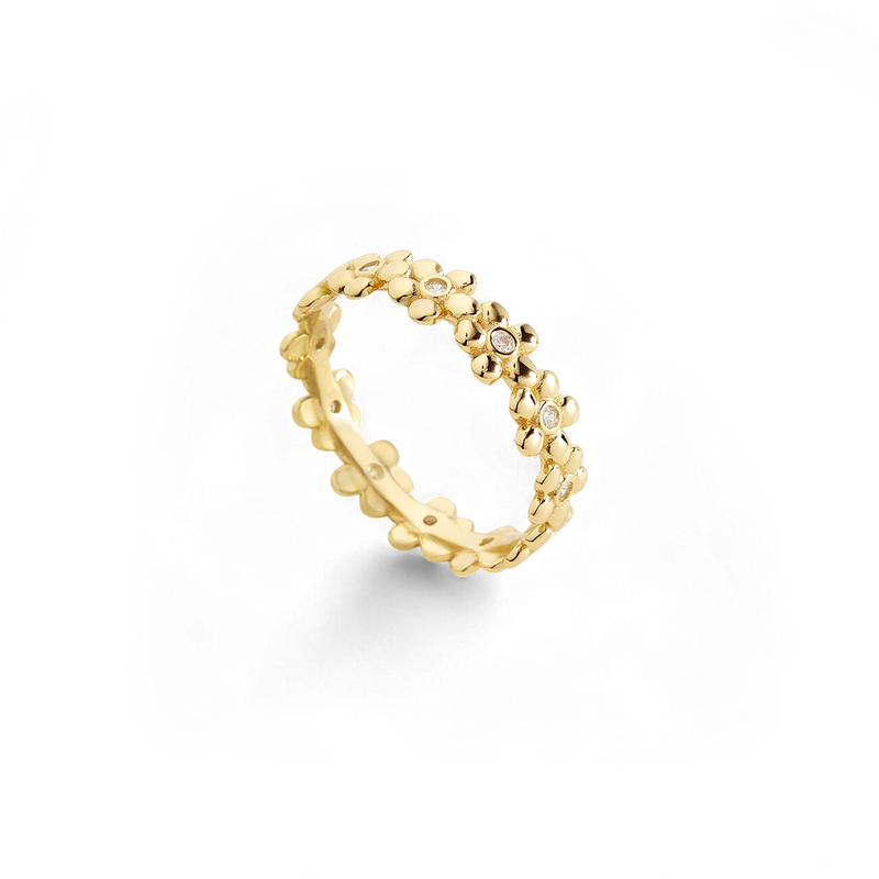 Bague éternité diamants et marguerites