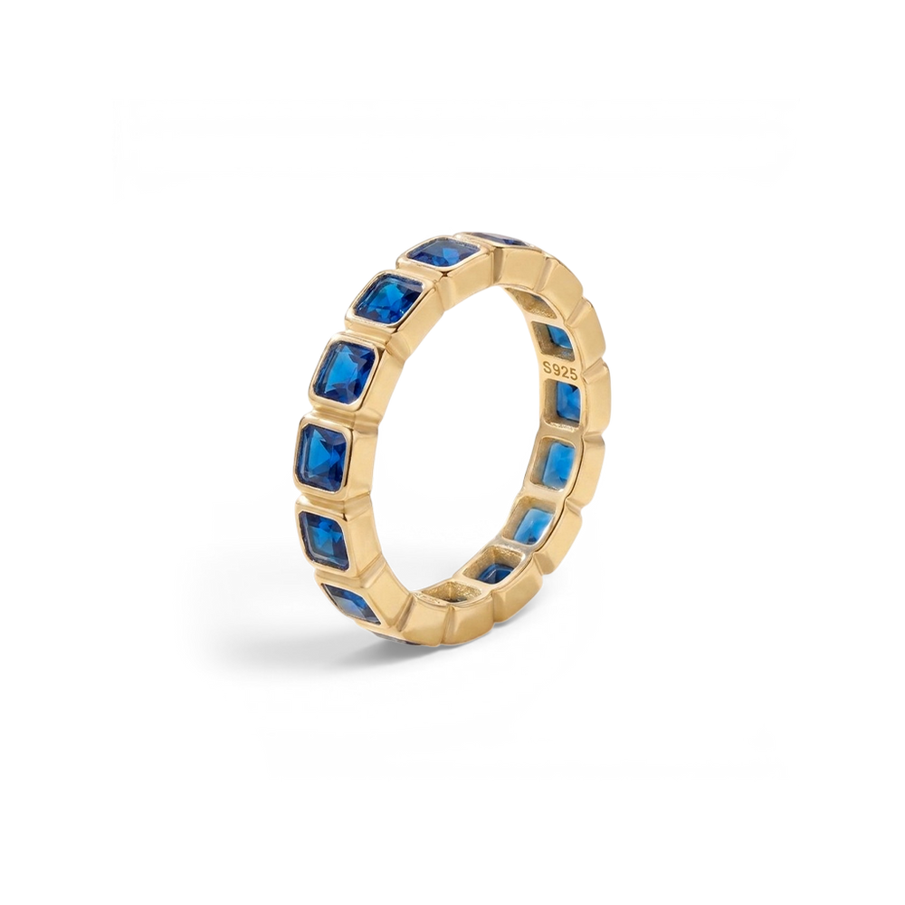 Emerald Cut Birthstone Eternity Ring