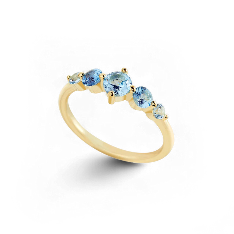 Bague cinq pierres de naissance