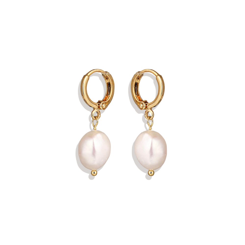 Freshwater Pearl Drop Huggie Earrings