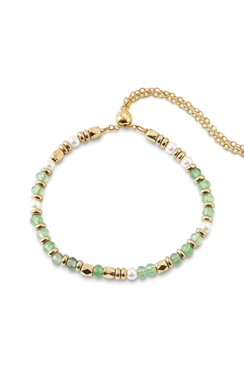 Bracelet coulissant à perles et pierres fines