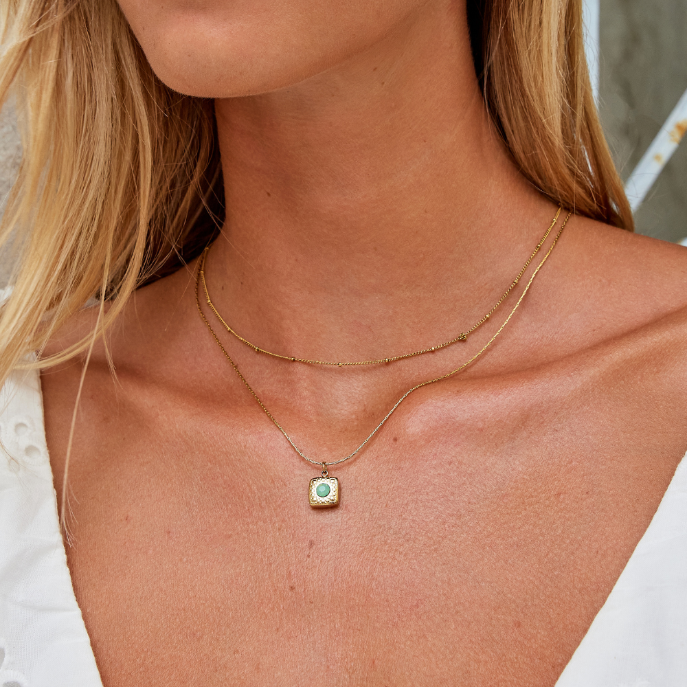 Lara vintage gullfarget halskjede med naturstein – bilde 2