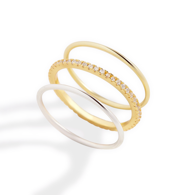 Ensemble de bagues or et argent