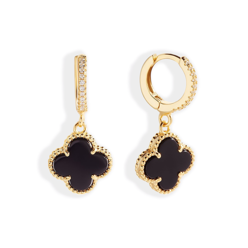 Pave Clover Drop Earrings