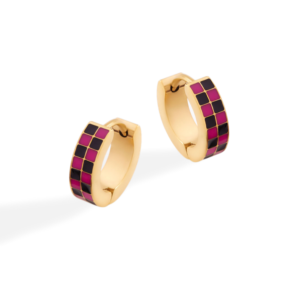 Checkered Hoop Earrings