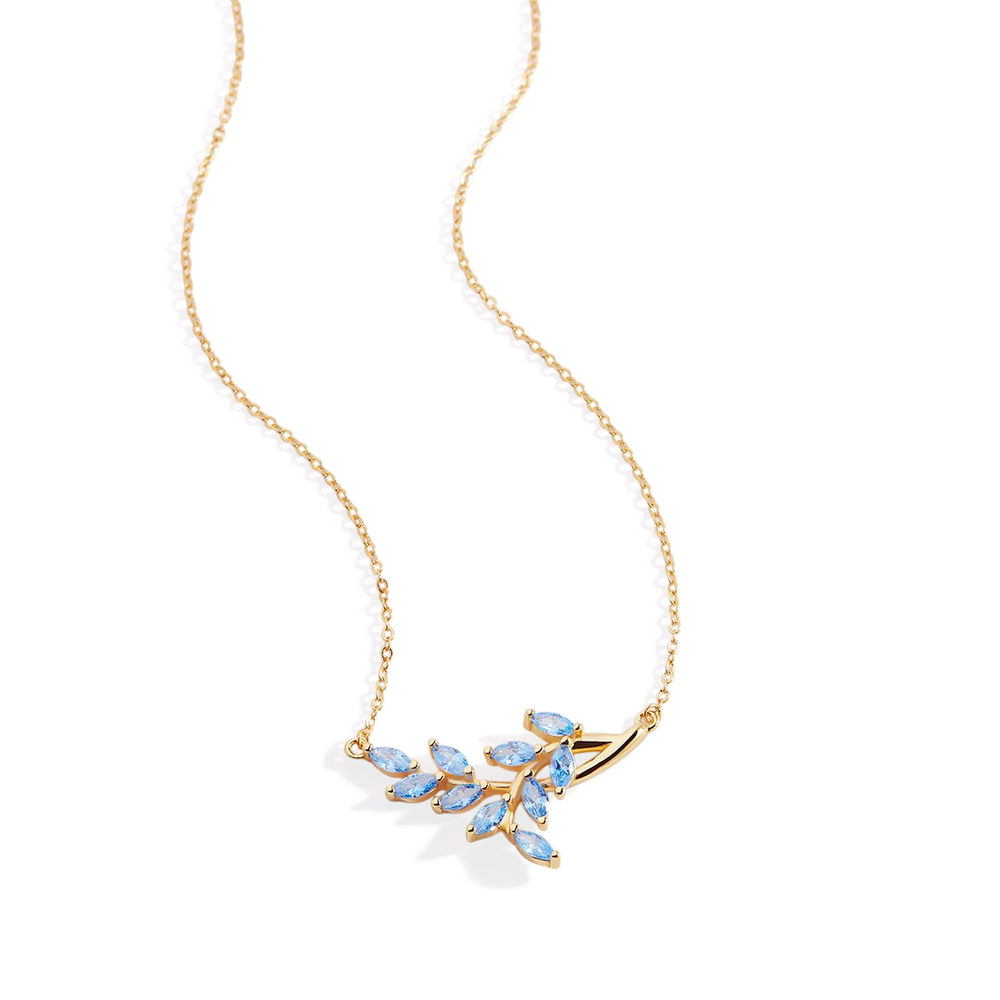Birthstone Leaf Pendant Necklace