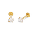 Boucles dormeuses à cristaux dos plat | 18g
