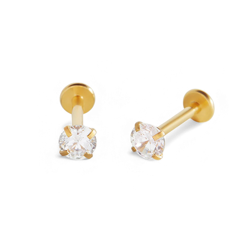 Boucles dormeuses à cristaux dos plat | 18g