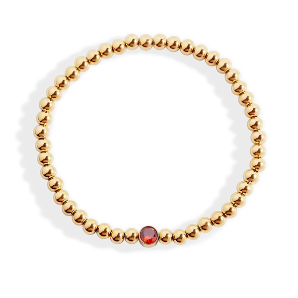 Bracelet perles bulles dorées à pierre de naissance