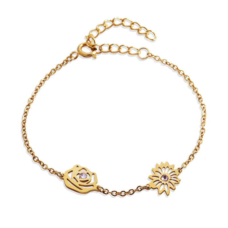 Personligt berlockarmband med födelseblomma