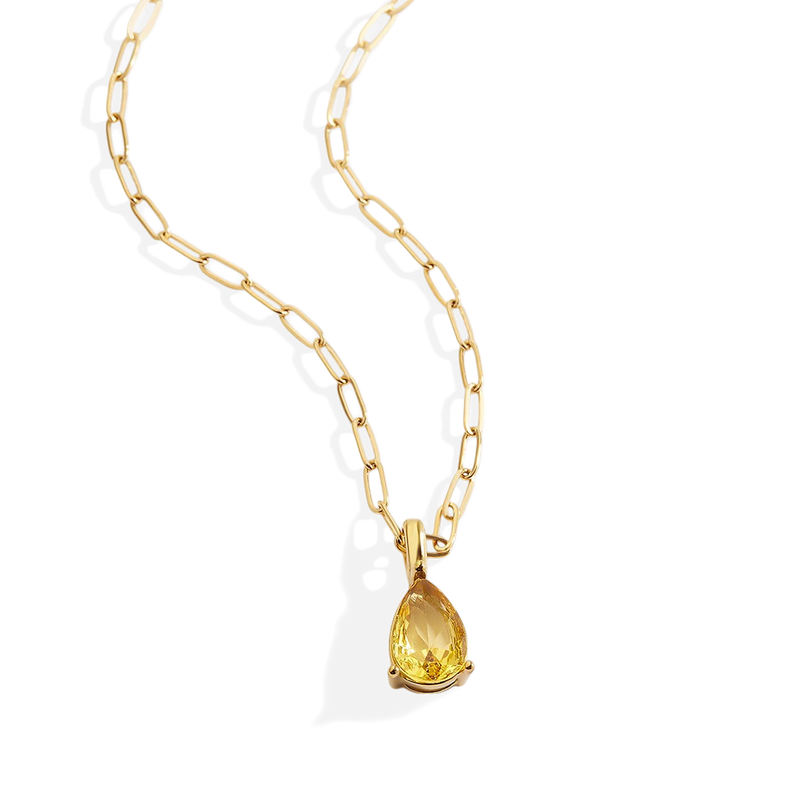 Collier pierre de naissance sur chaîne trombone délicate