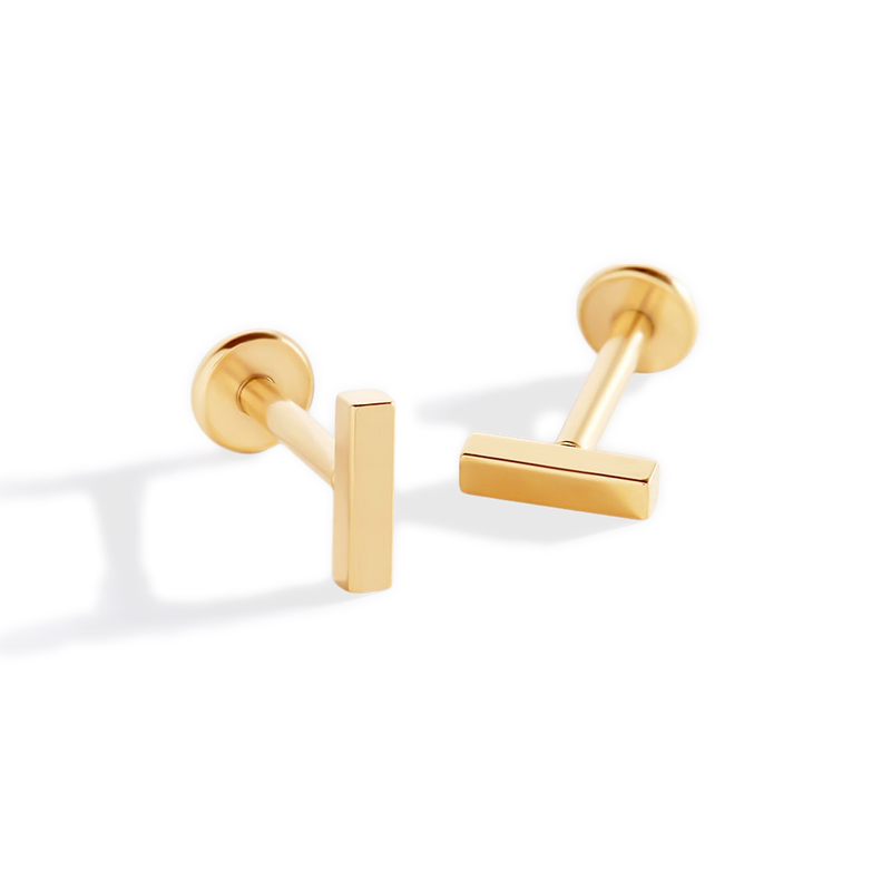 Boucles dormeuses petite barre dos plat | 16g