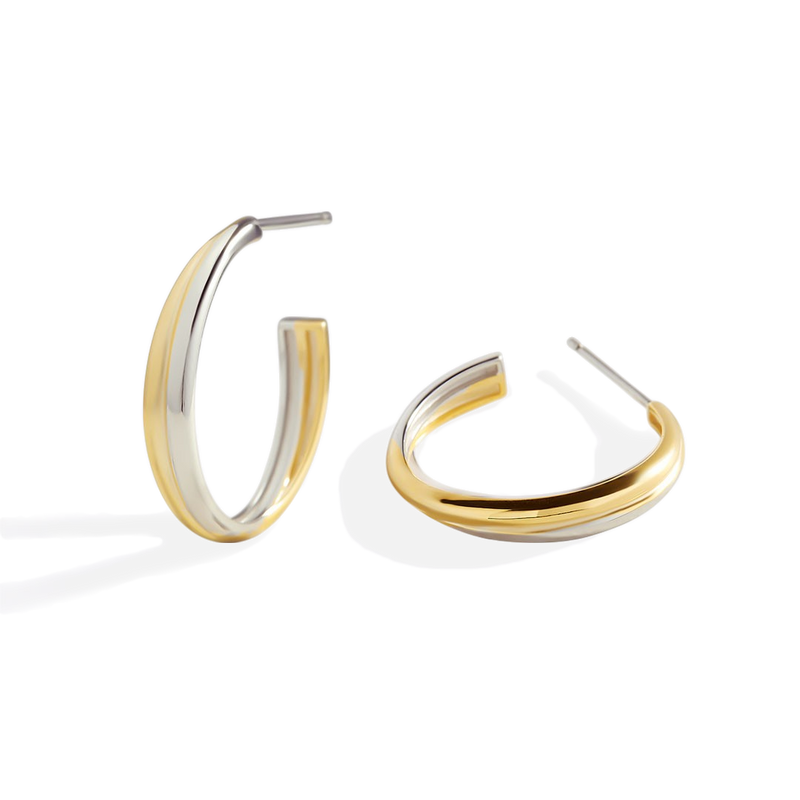 Boucles d’oreilles croisées bicolores
