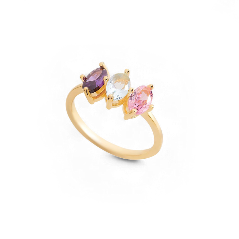 Bague pierre de naissance taille marquise