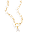Collier trombone à breloque initiale pavée