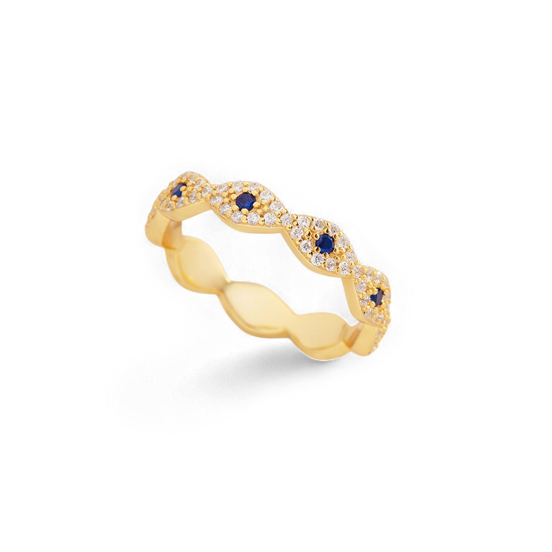 Bague œil protecteur pavée