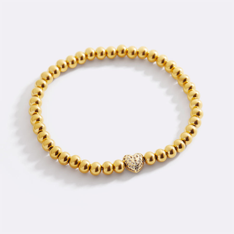 Armbånd med gullperler og pavé-hjerte – bilde 7