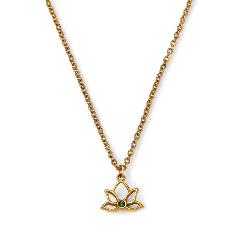 Collier lotus mini à pierre de naissance