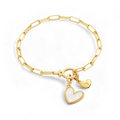 Bracelet breloque cœur de nacre à initiale