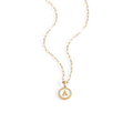 Collier lettre disque nacre — chaîne trombone
