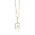 Collier carte initiale nacre | chaîne trombone