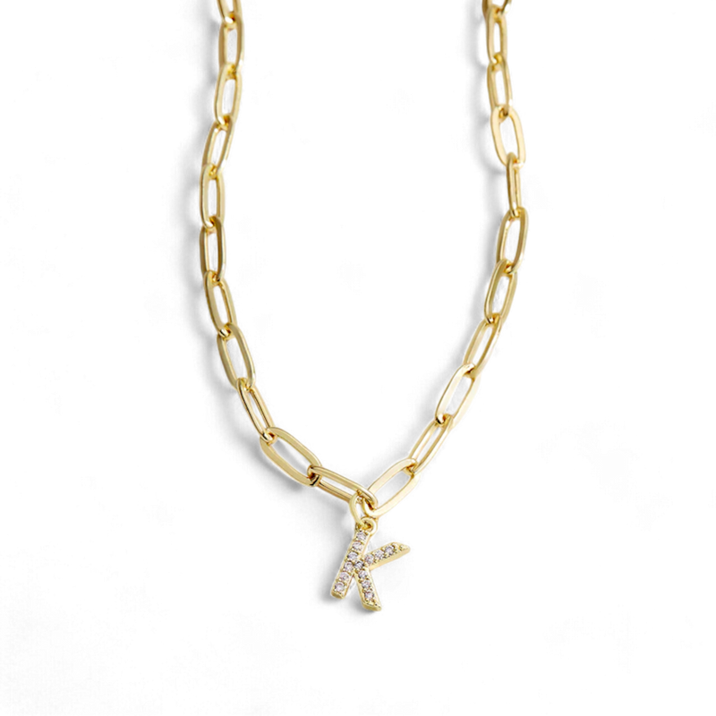 Collier trombone initiale pavée