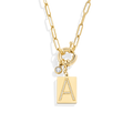 Collier initiale pavée sur chaîne trombone