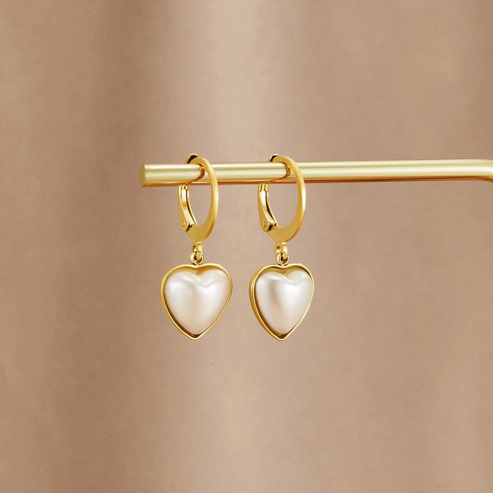 Gullfargede «Pure Heart»-hoops med perle