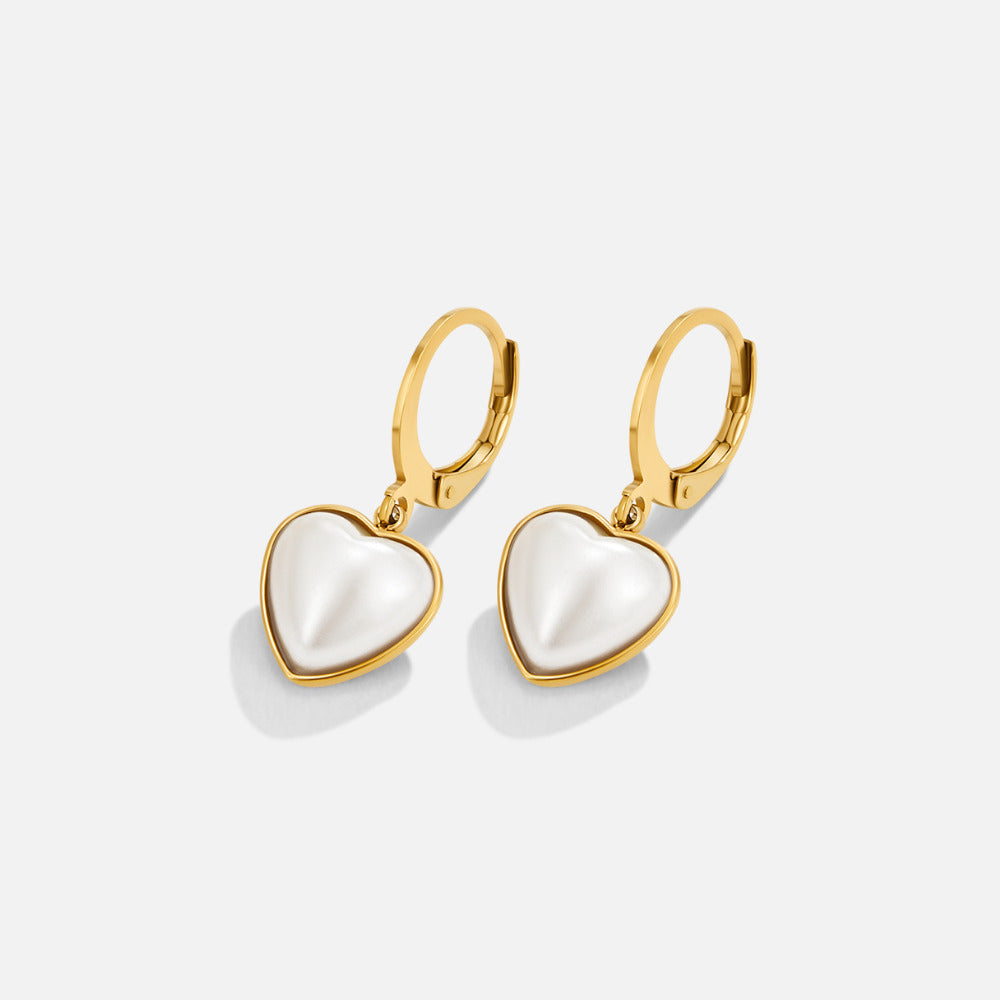 Gullfargede «Pure Heart»-hoops med perle – bilde 3