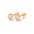 Boucles à tige serti clos à dos plat | 16g