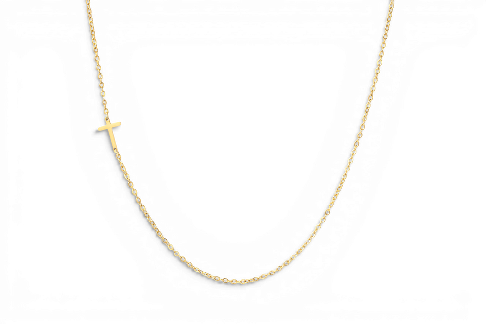 Dainty Sideways Cross Necklace