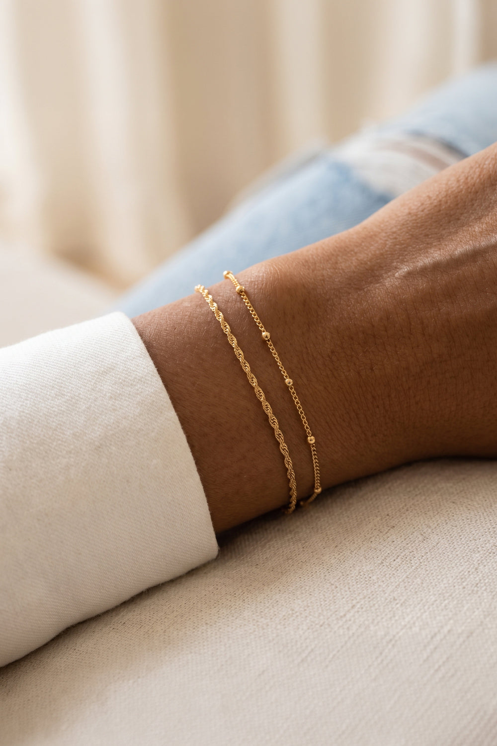 Singapore Twist and Satellite Chain Bracelet Bundle