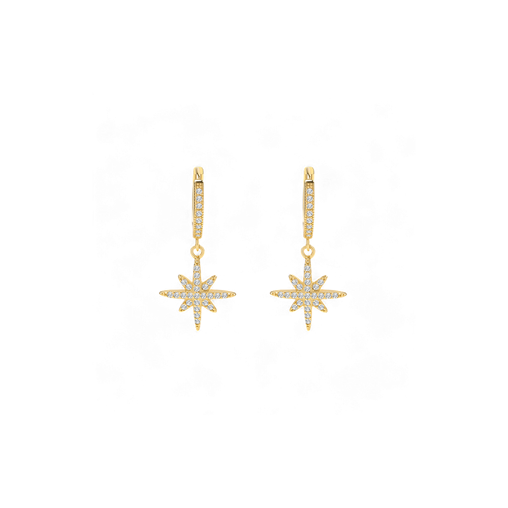 Starburst Drop Huggie Earrings