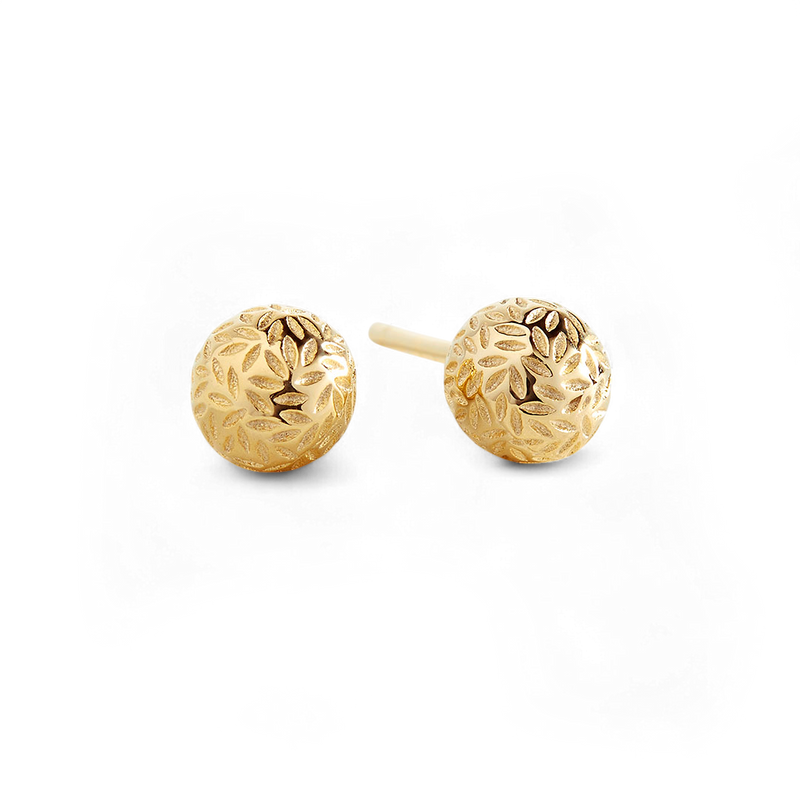 Boucles à tige boules texturées dorées