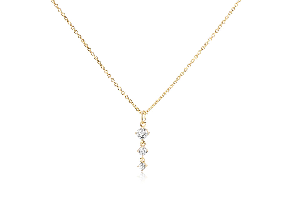 Three Stone Drop Pendant Necklace