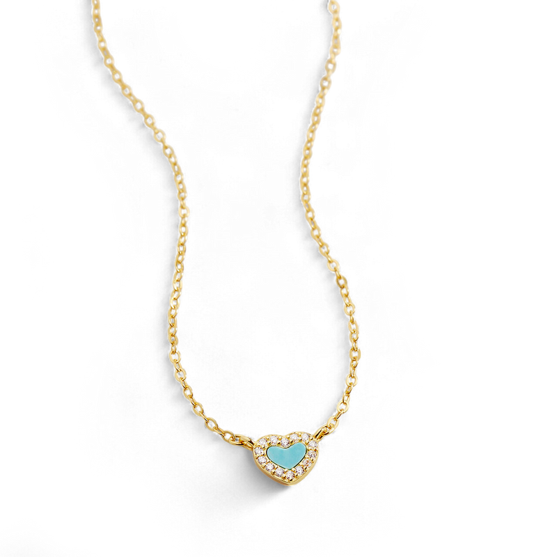 Ras-du-cou petit cœur turquoise