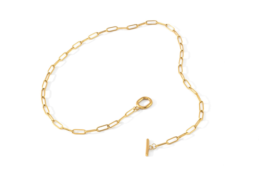 Toggle Clasp Paperclip Chain Necklace