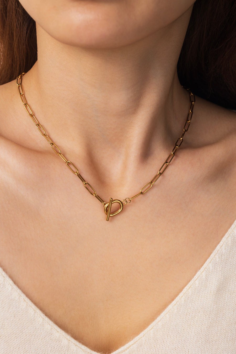 Toggle Clasp Paperclip Chain Necklace