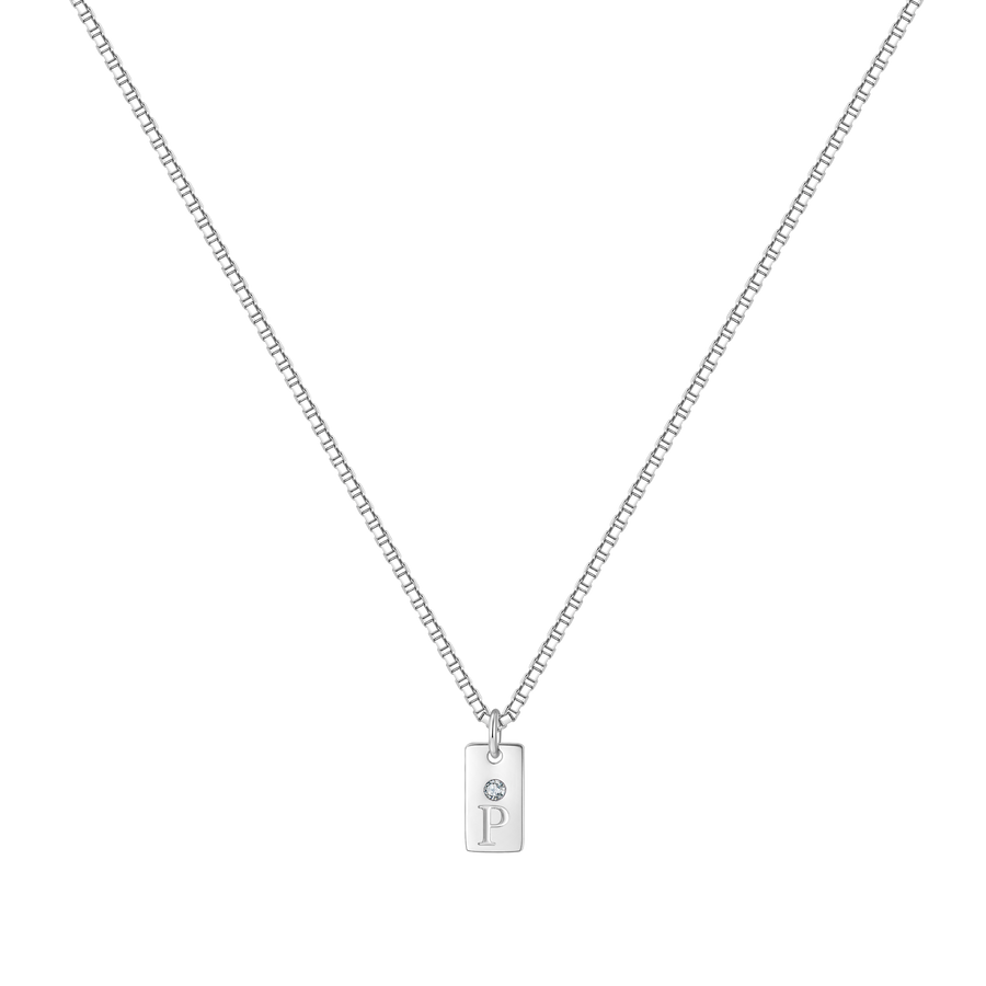 Dainty Pave Tag Initial Necklace