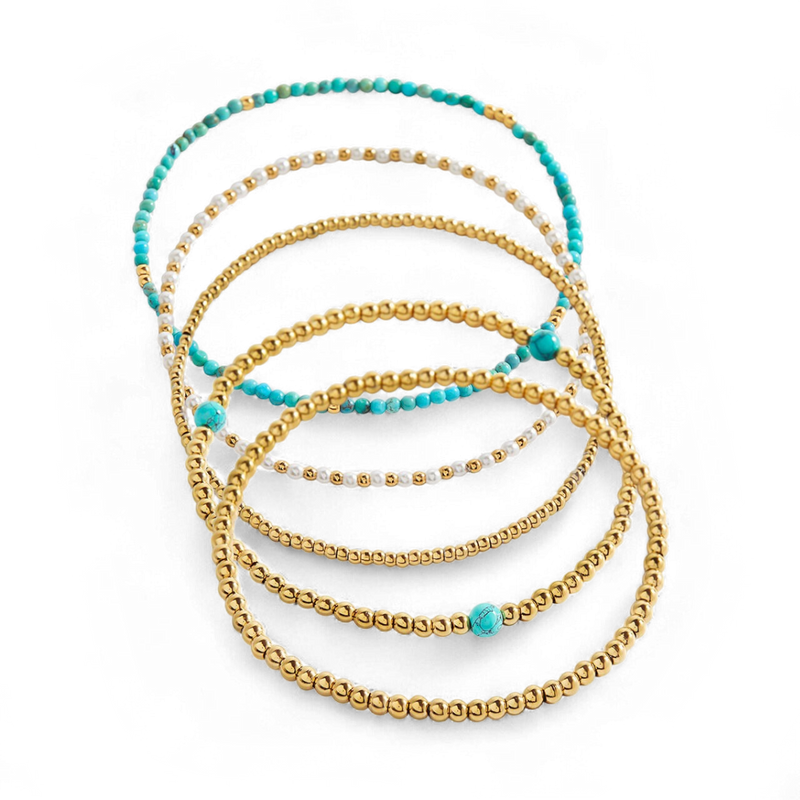 Ensemble de bracelets à perles turquoise