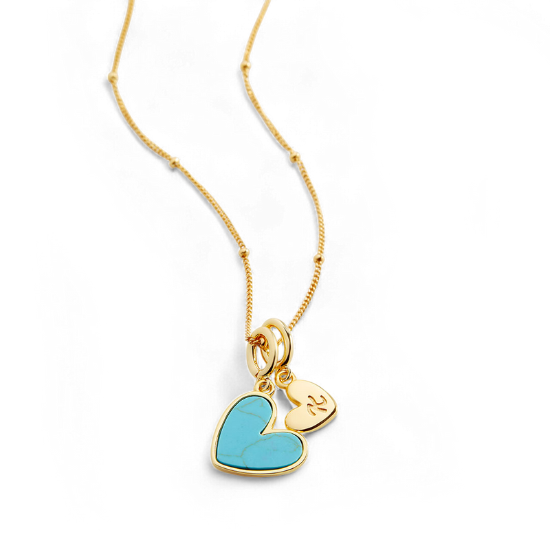 Collier cœur turquoise à initiale
