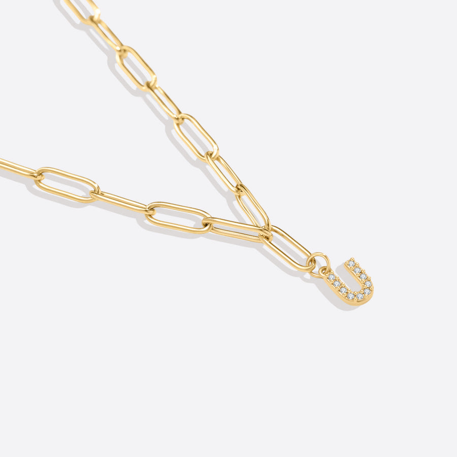 Paperclip-halskjede med pavé initial