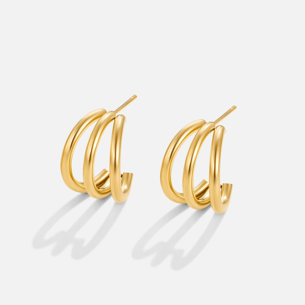 Anaya gullfargede trippel-hoops i 14K gullbelagt rustfritt stål – bilde 4