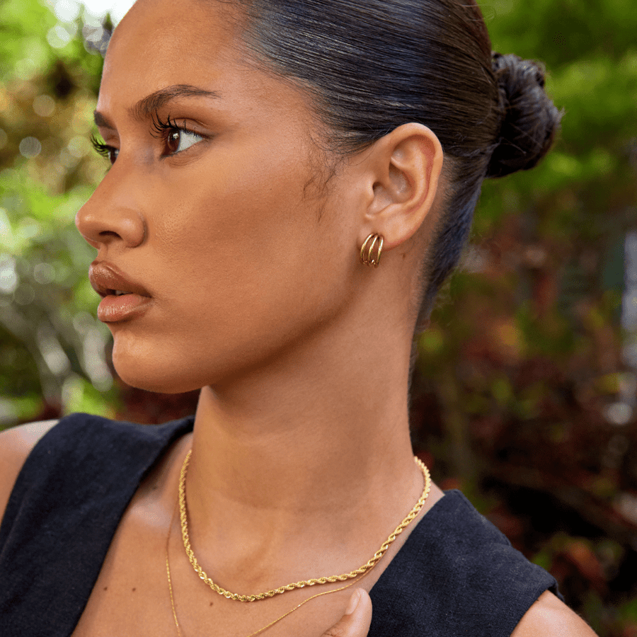 Anaya gullfargede trippel-hoops i 14K gullbelagt rustfritt stål – bilde 6