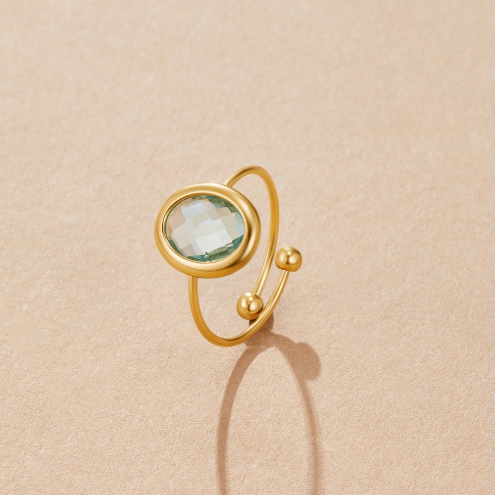 Justerbar ring med akvamarinblå zirkonia guld – bild 4
