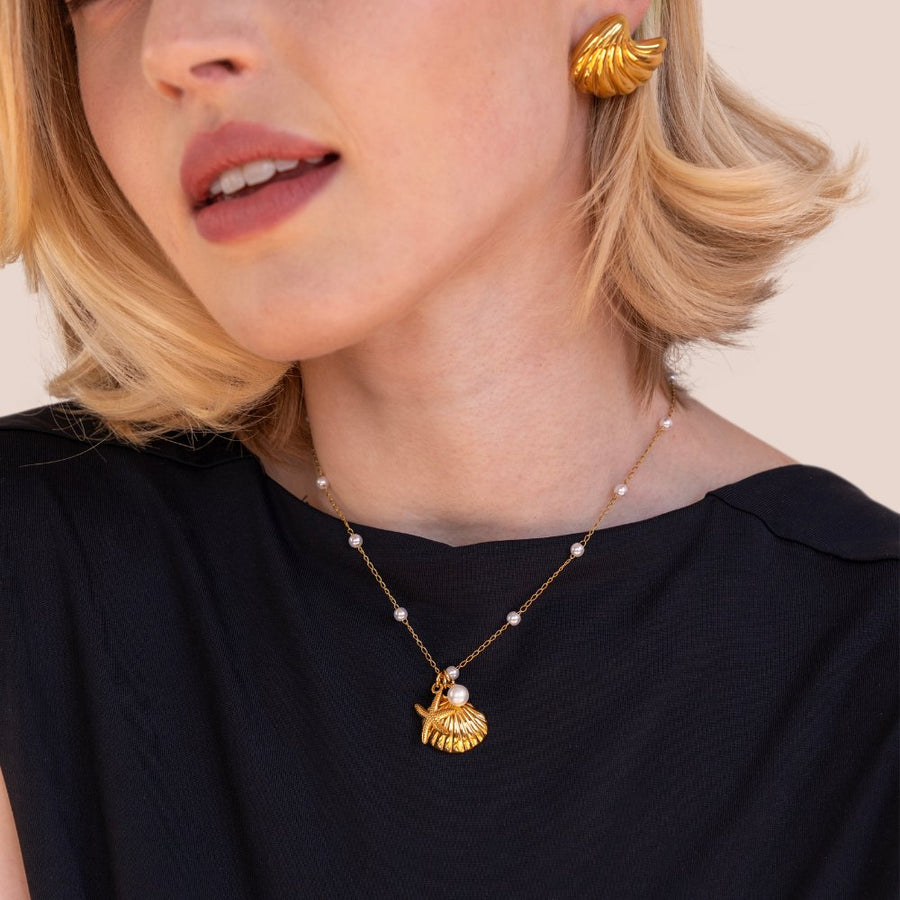Aria halsband med snäckberlock guld i rostfritt stål – bild 6