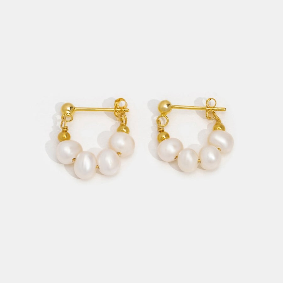 Celine gullfargede hoops med perle – bilde 7