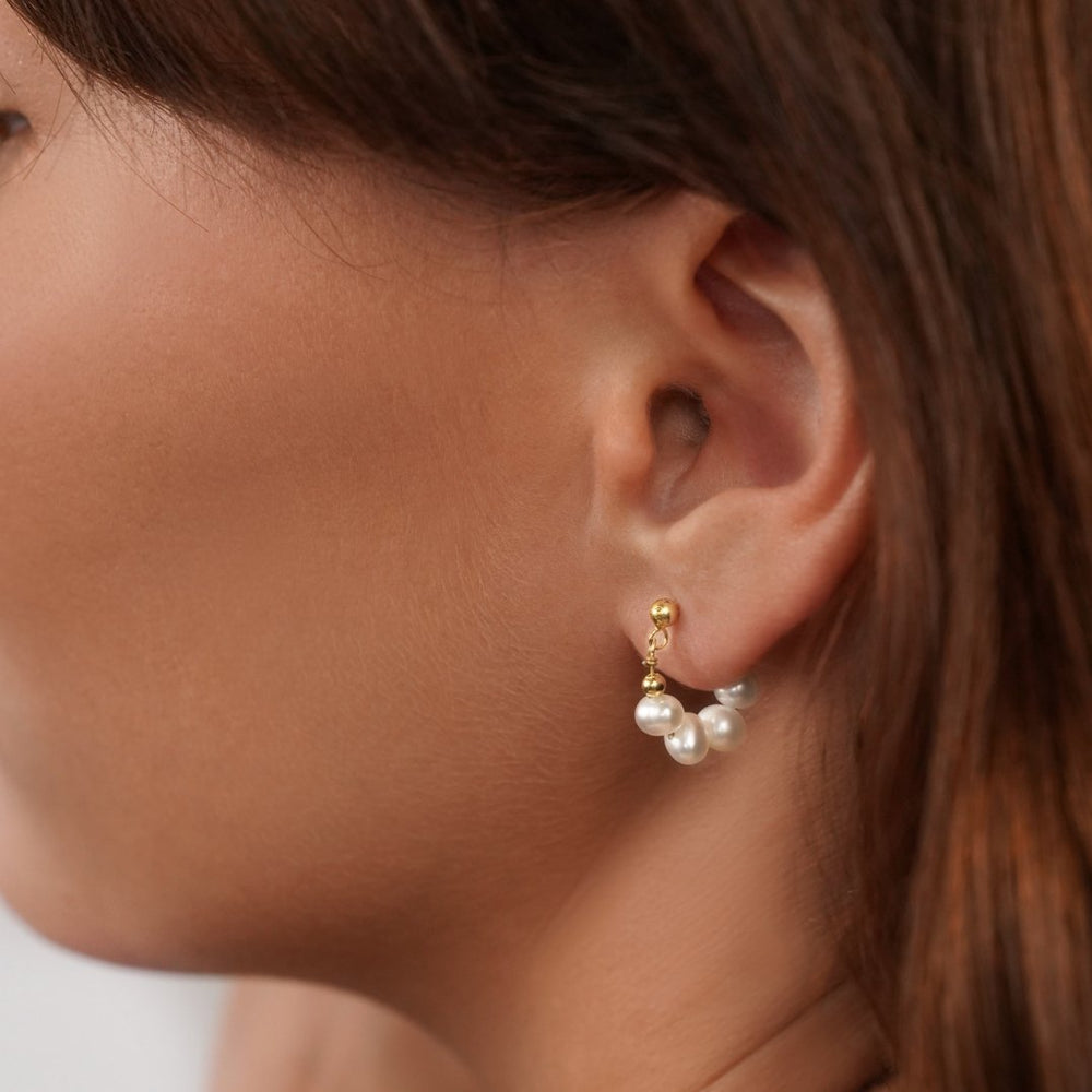 Celine gullfargede hoops med perle – bilde 2