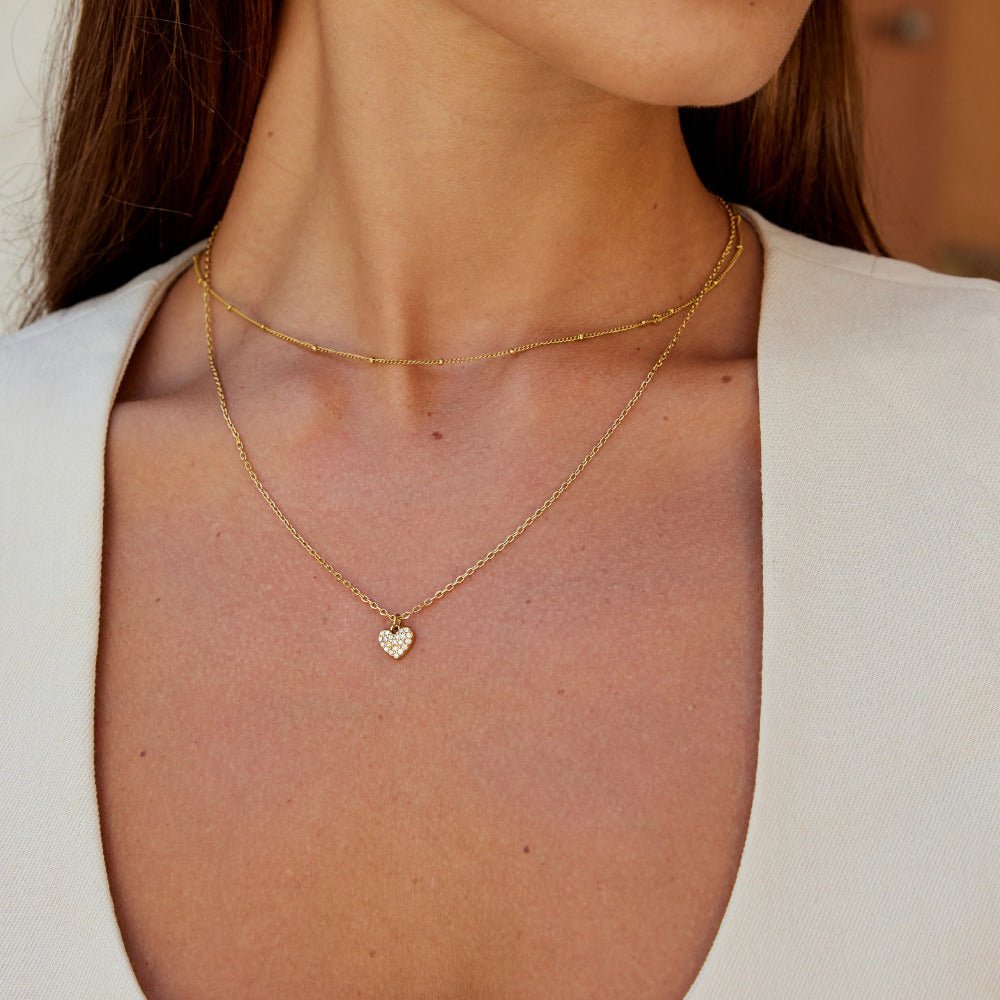 Halsband med hjärthänge guld – bild 2